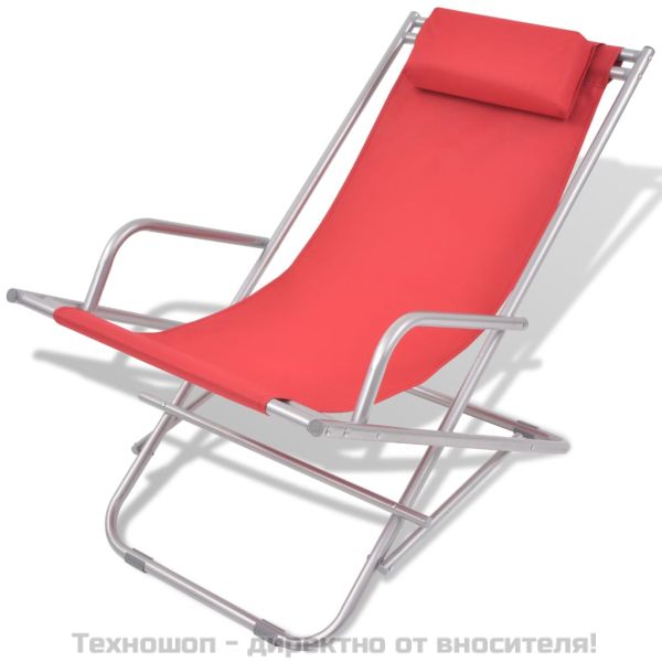 Накланящи се къмпинг столове, 2 бр, стомана, червени