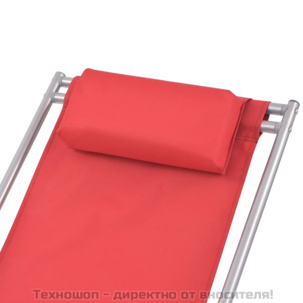 Накланящи се къмпинг столове, 2 бр, стомана, червени
