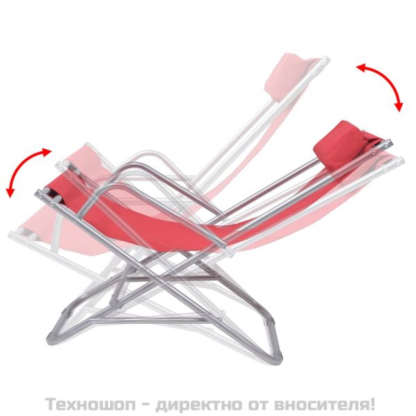 Накланящи се къмпинг столове, 2 бр, стомана, червени