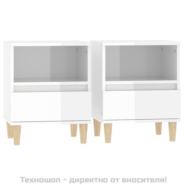 Нощни шкафчета, 2 бр, бял гланц, 40x35x50 см
