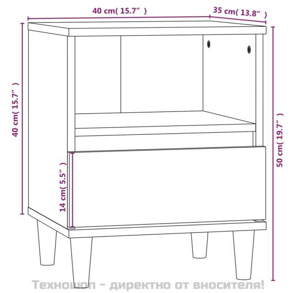Нощни шкафчета, 2 бр, бял гланц, 40x35x50 см