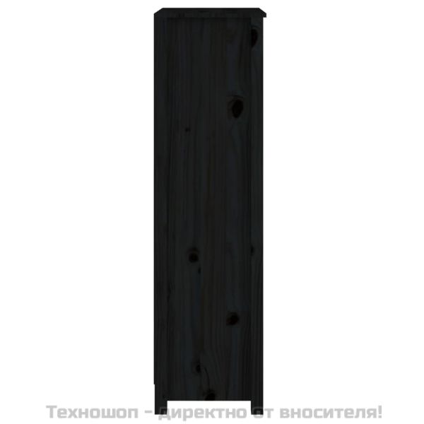 Библиотека, черна, 50x35x125,5 см, бор масив