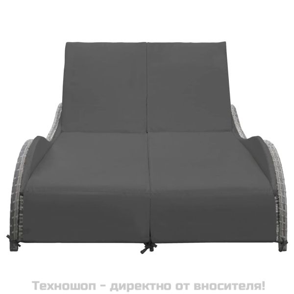 Двуместен шезлонг с шалте, полиратан, антрацит