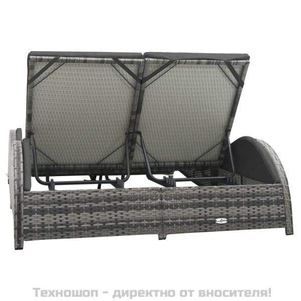 Двуместен шезлонг с шалте, полиратан, антрацит