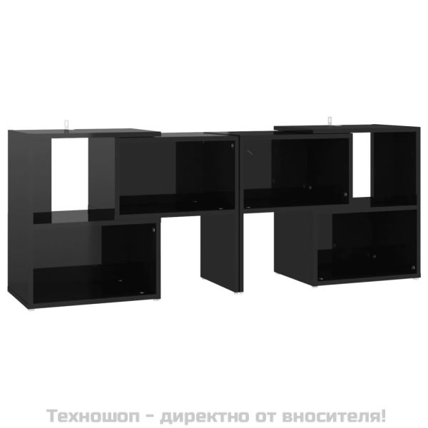 ТВ шкаф, черен гланц, 104x30x52 см, инженерно дърво