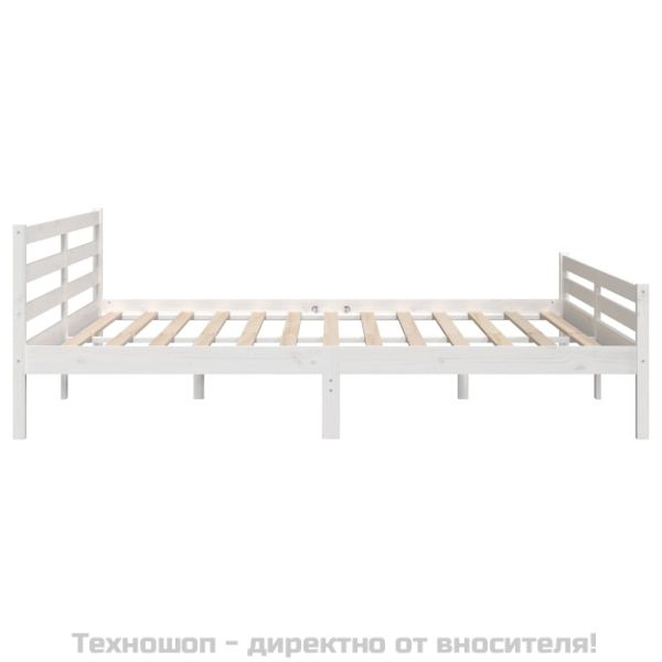 Рамка за легло, бяла, дърво масив, 200x200 см
