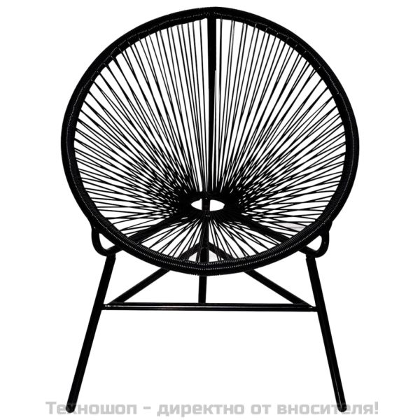 Градински стол Луна, полиратан, черен