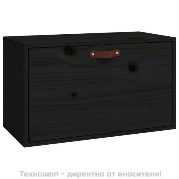 Стенен шкаф, черен, 60x30x35 см, бор масив