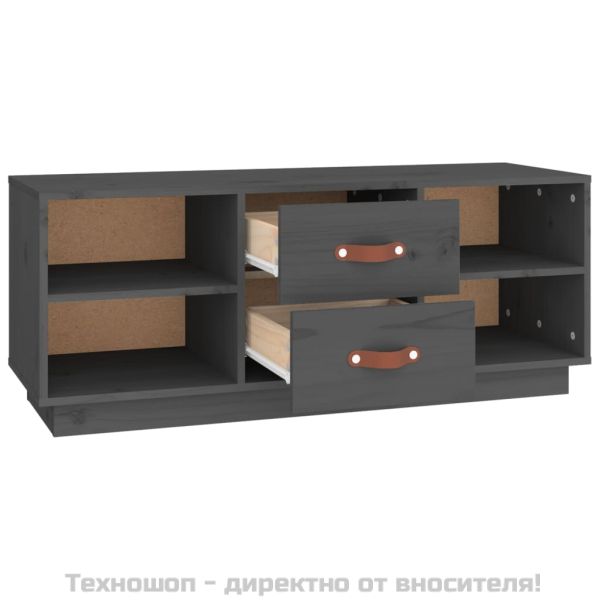 ТВ шкаф, сив, 100x34x40 см, бор масив
