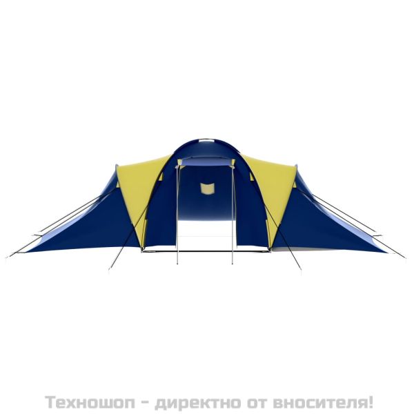 Къмпинг палатка, текстил, 9-местна, синьо и жълто