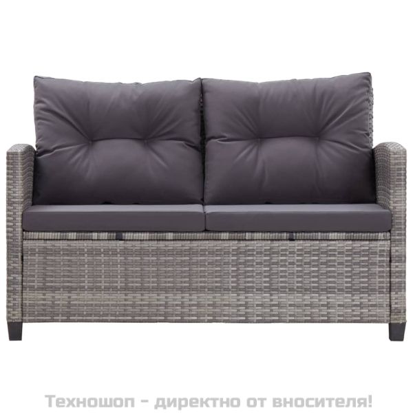 Градински комплект с възглавници, 6 части, полиратан, тъмносив