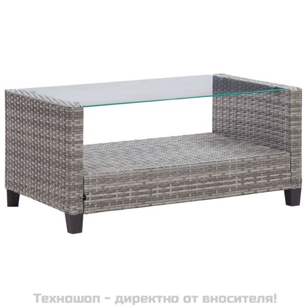 Градински комплект с възглавници, 6 части, полиратан, тъмносив