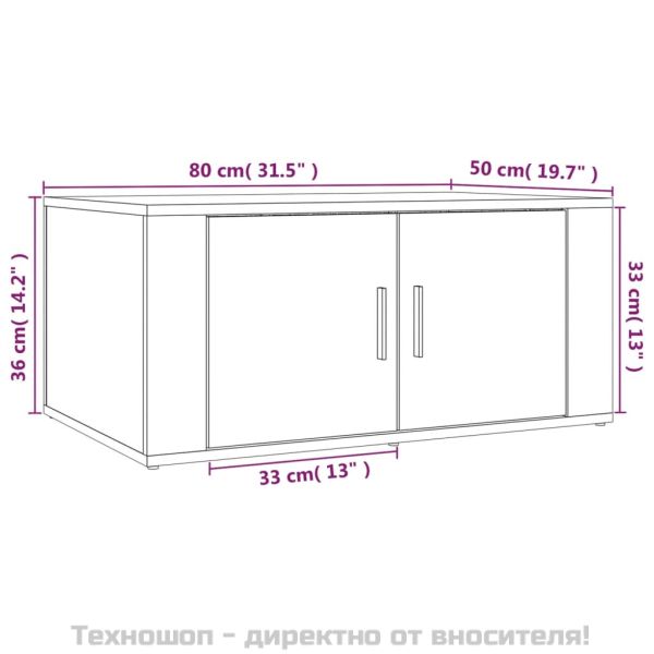 Кафе маса, черна, 80x50x36 см, инженерно дърво
