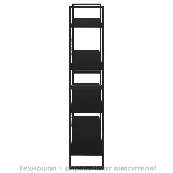 4-етажна библиотека, черна, 100x30x140 см, инженерно дърво