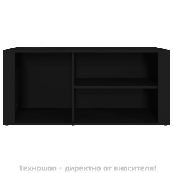 Шкаф за обувки, черен, 100x35x45 см, инженерно дърво