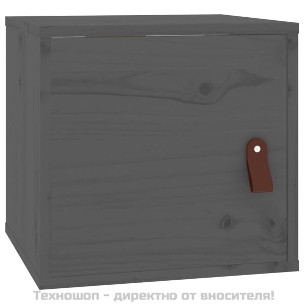 Стенен шкаф, сив, 31,5x30x30 см, борово дърво масив