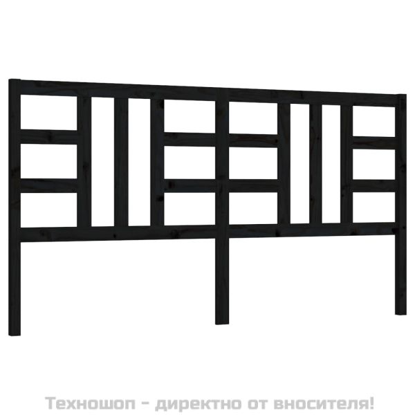 Горна табла за легло, черна, 206x4x100 см, бор масив
