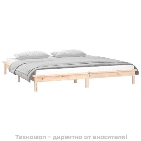 LED рамка за легло 150x200 см King Size масивно дърво