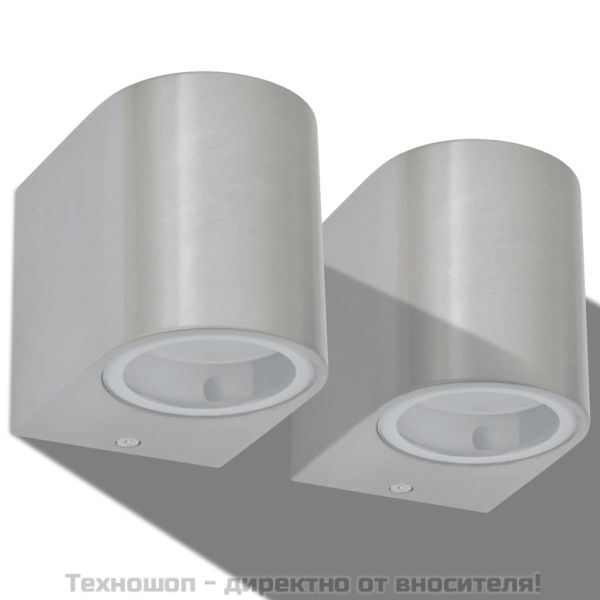 Външни LED прожектори за стена, обли, насочени надолу, 2 бр