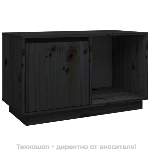 ТВ шкаф, черен, 74x35x44 см, бор масив
