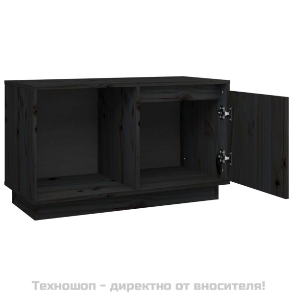 ТВ шкаф, черен, 74x35x44 см, бор масив