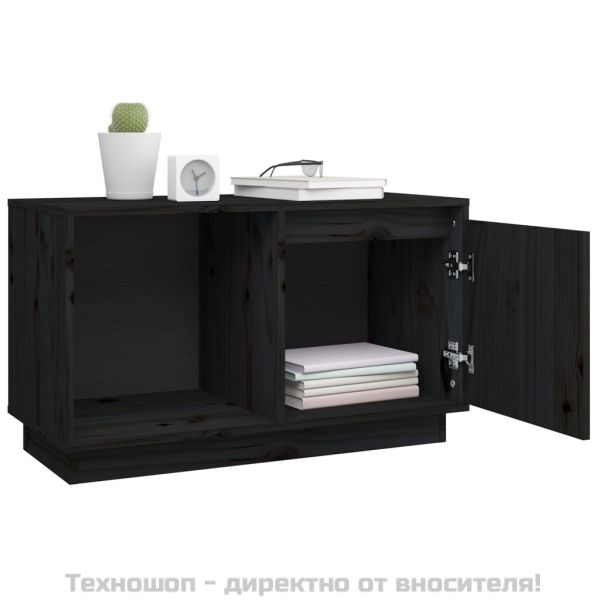 ТВ шкаф, черен, 74x35x44 см, бор масив
