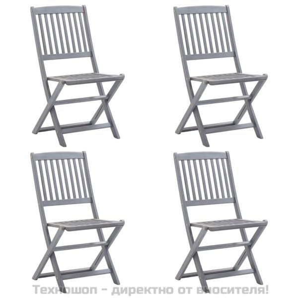 Сгъваеми градински столове, 4 бр, акация масив