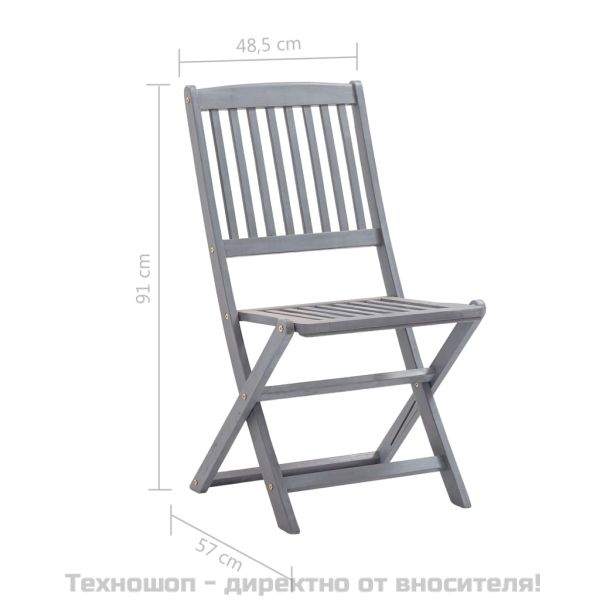 Сгъваеми градински столове, 4 бр, акация масив