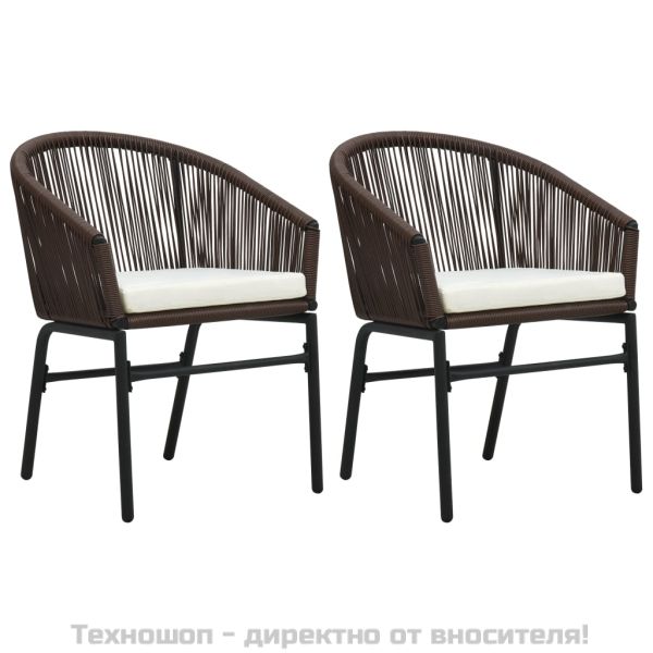Градински столове, 2 бр, кафяви, PE ратан