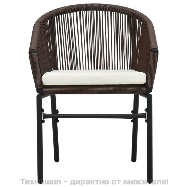 Градински столове, 2 бр, кафяви, PE ратан