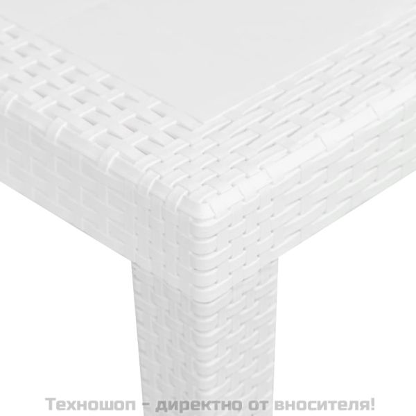 Градинска маса, 79x79x72 см, пластмаса, ратанов вид, бяла
