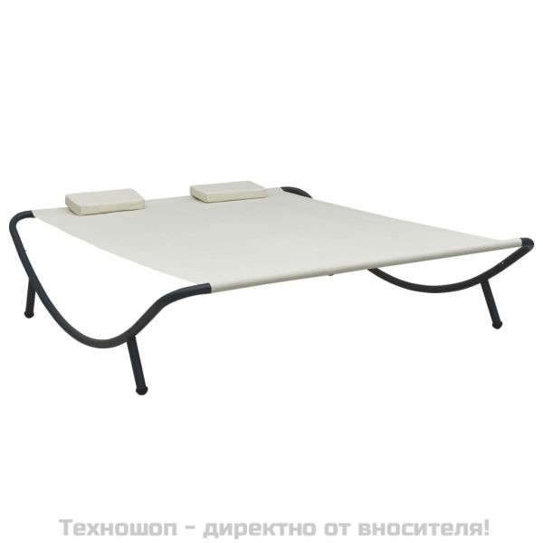 Градинско лаундж легло, текстил, кремаво