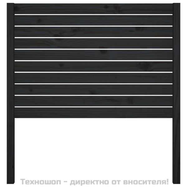 Горна табла за легло, черна, 81x4x100 см, бор масив
