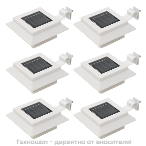 Градински соларни лампи, 6 бр, LED, квадратни, 12 см, бели
