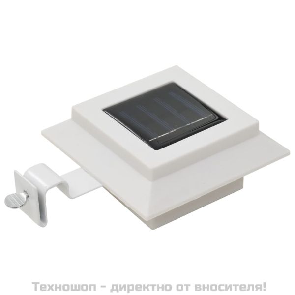 Градински соларни лампи, 6 бр, LED, квадратни, 12 см, бели