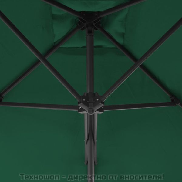 Градински чадър със стоманен прът, 250x250 см, зелен