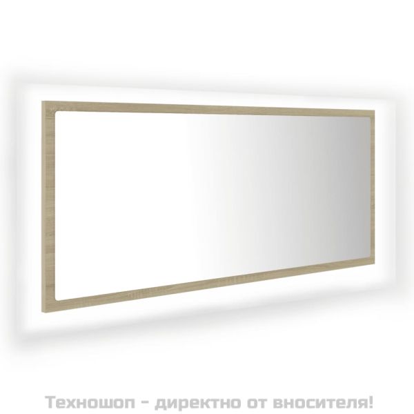 LED огледало за баня, дъб сонома, 100x8,5x37 см, акрил