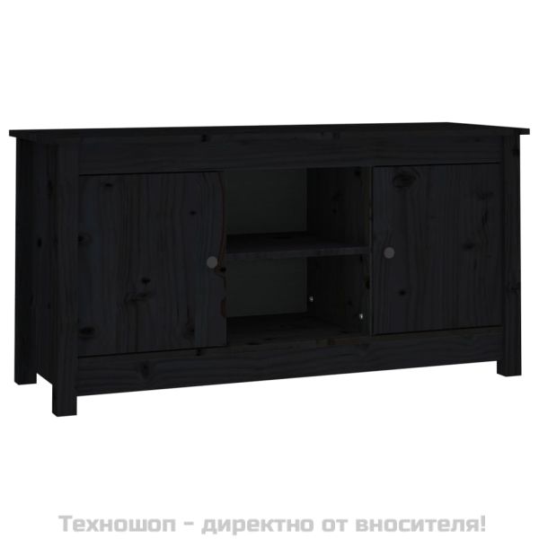 ТВ шкаф, черен, 103x36,5x52 см, бор масив