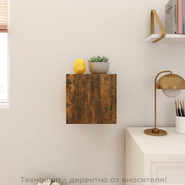 Стенен ТВ шкаф, опушен дъб, 30,5x30x30 см