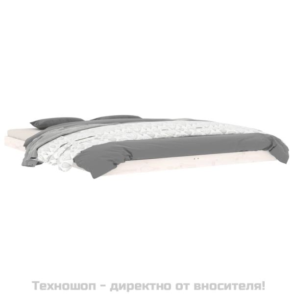 Рамка за легло, бяла, 150x200 cм, King Size, бор масив