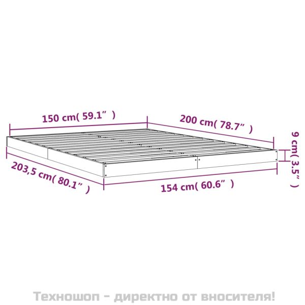 Рамка за легло, бяла, 150x200 cм, King Size, бор масив