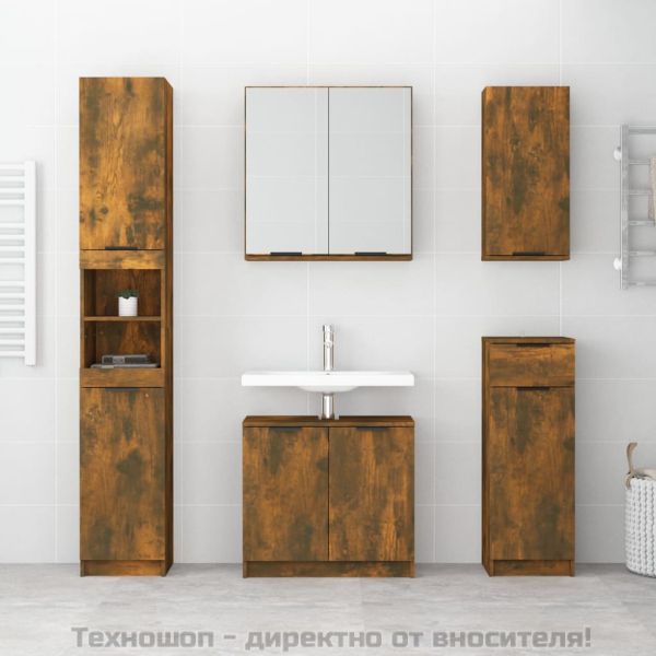 Шкаф за баня за стенен монтаж, опушен дъб, 32x20x67 см