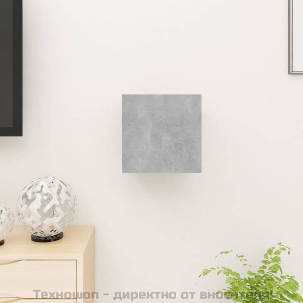 ТВ шкаф за стенен монтаж, бетонно сив, 30,5x30x30 см