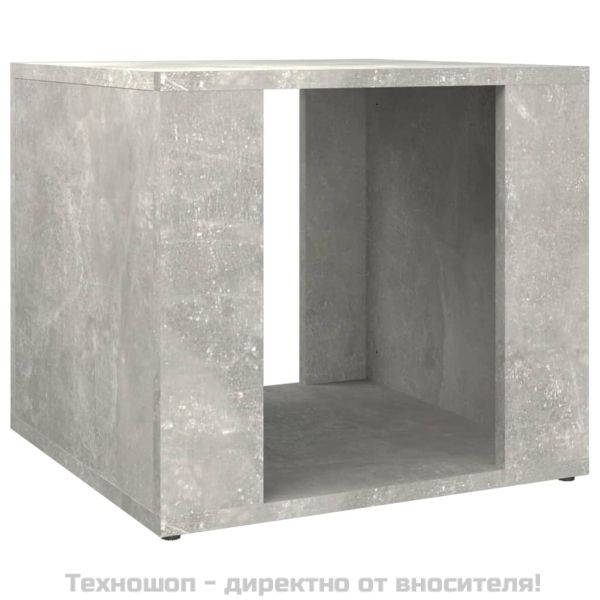 Нощна масичка, бетонно сива, 41x40x36 см, инженерно дърво