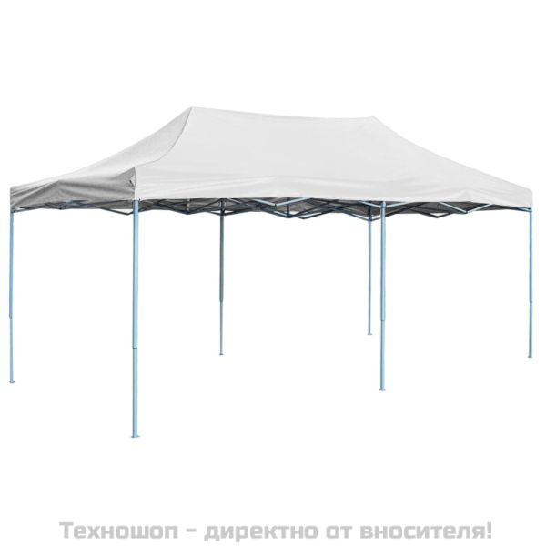 Професионална сгъваема парти шатра, 3x6 м, стомана, бяла