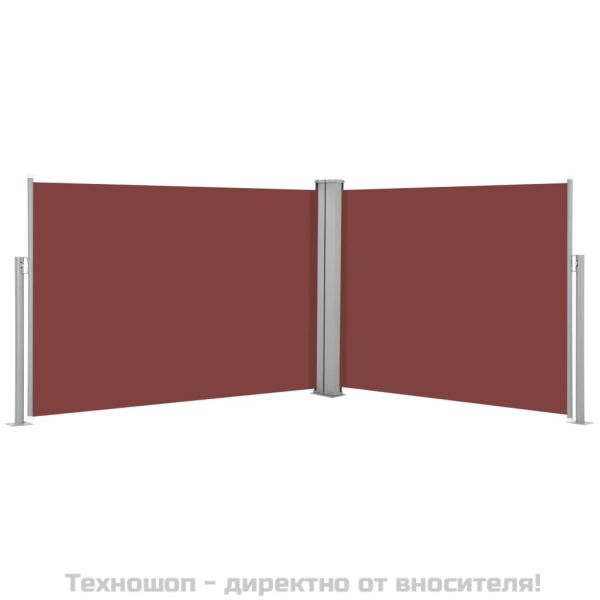 Прибираща се странична тента, кафява, 100x1000 см