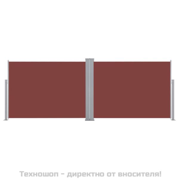 Прибираща се странична тента, кафява, 100x1000 см