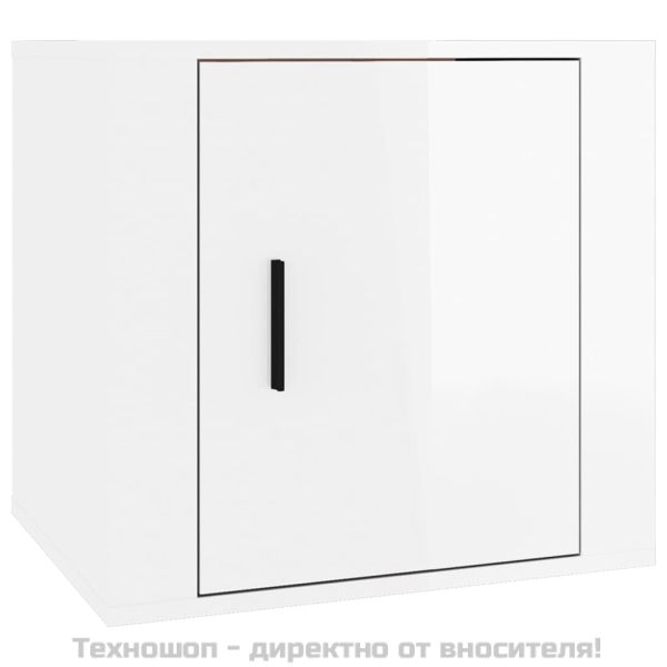 Нощно шкафче, бял гланц, 50x39x47 см