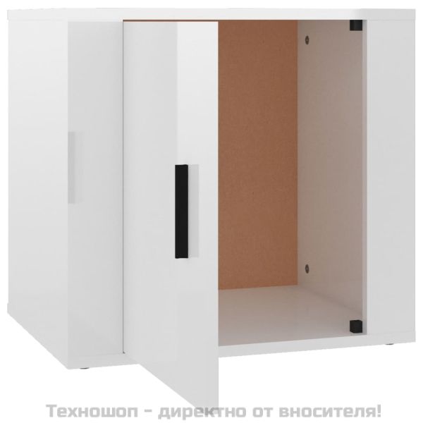 Нощно шкафче, бял гланц, 50x39x47 см