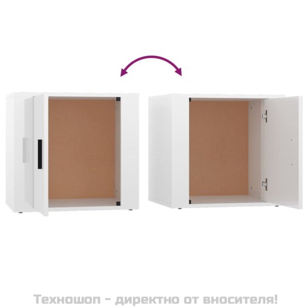 Нощно шкафче, бял гланц, 50x39x47 см